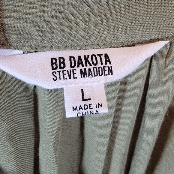 BB Dakota by Steve Madden Tiered Maxi Dress Green Button Front Sleeveless Size L - Picture 3 of 5